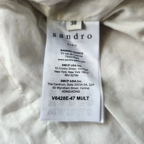 Sandro Paris Tweed Patches Tricolor Cardigan Blazer JacketPatriotic colorway